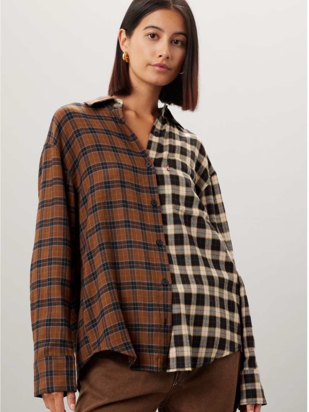 Levi’s Nola Oversized Plaid Button-Up Flannel Shirt